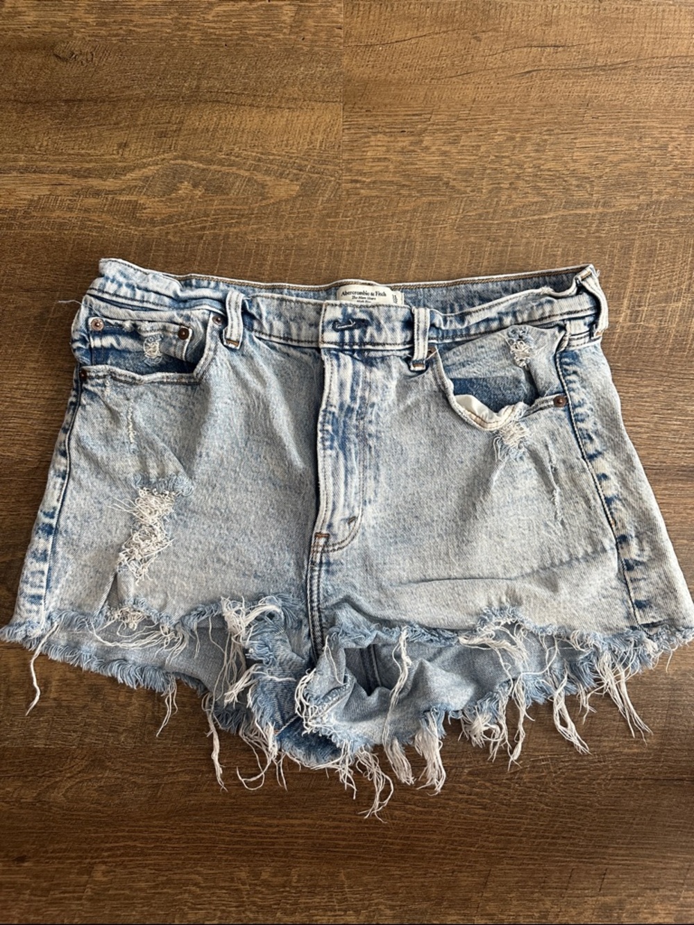 Abercrombie & Fitch Light Blue Distressed Denim Shorts